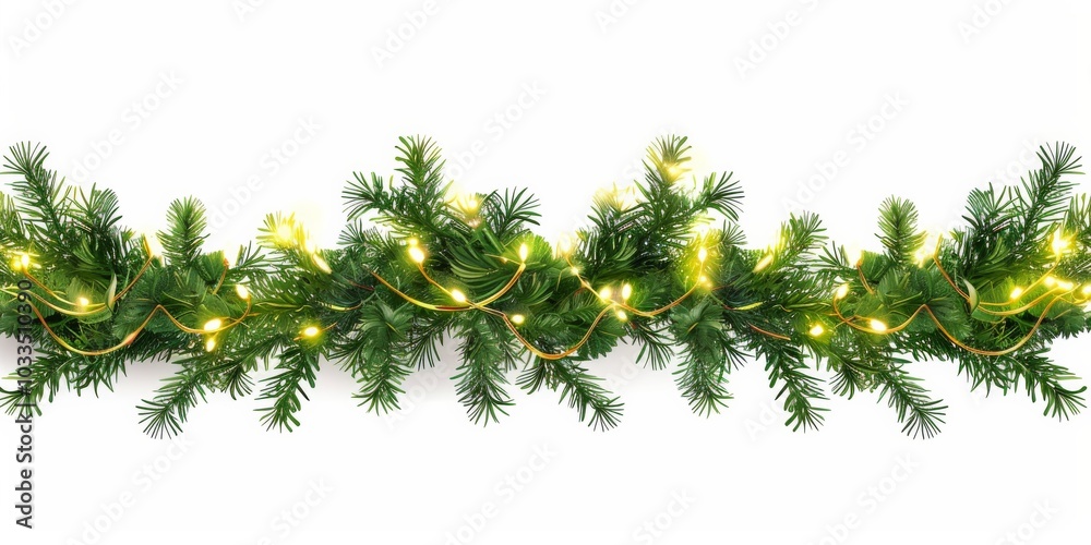Obraz premium The Christmas garland sparkles with twinkling lights, creating a merry and joyous celebration. It enhances holiday cheer and brightens the surroundings beautifully, adding to the festive ambiance
