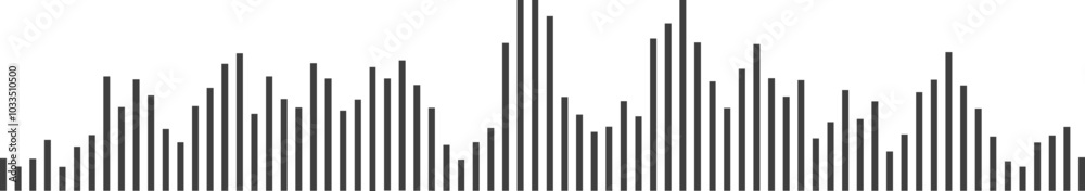Sound wave or voice message waveform. Podcast, media record, radio signal. Decibel audio record icon Sound wave or voice message waveform. Podcast, media record, radio signal. Decibel audio record icon