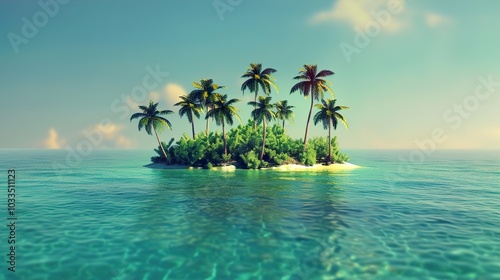 Tropical Island Paradise: Palm Trees and Turquoise Water