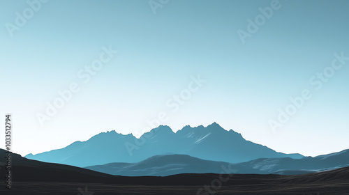 Serene Mountain Silhouette in the Distance with a Clear Sky