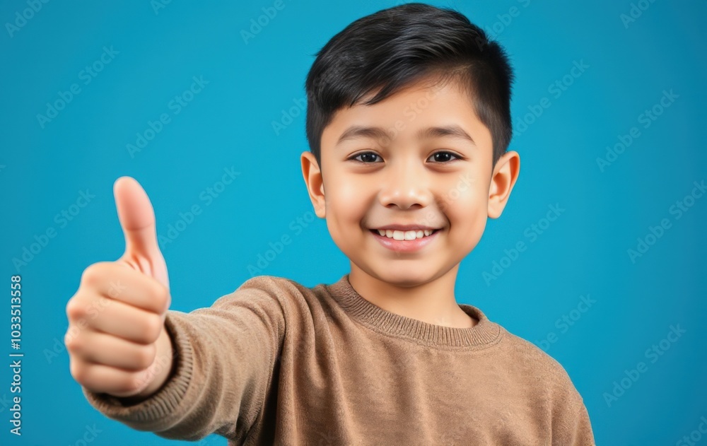 Happy child showing approval with thumbs up Happy child showing approval with thumbs up