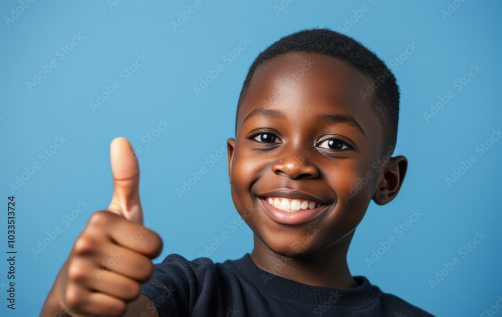 Cheerful child with enthusiastic thumbs up