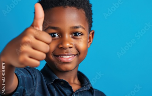 Cheerful kid showing approval