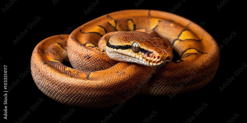 Bolivian Boa (Boa constrictor amarali) set against a black background. Bolivian Boa (Boa constrictor amarali) set against a black background.