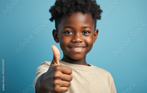 Happy child giving thumbs up