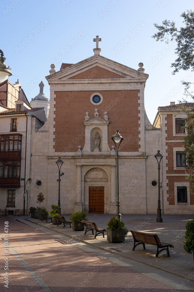 Fototapeta premium Salvador church in the old town of the city of Valladolid at sunset, Spain.