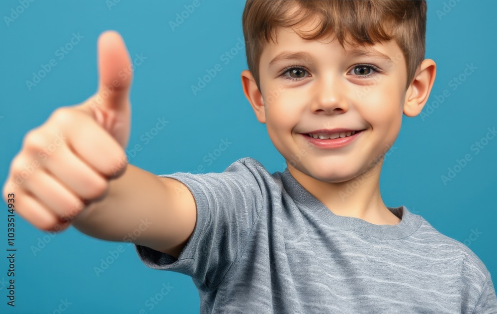 Smiling boy with thumbs up gesture Smiling boy with thumbs up gesture
