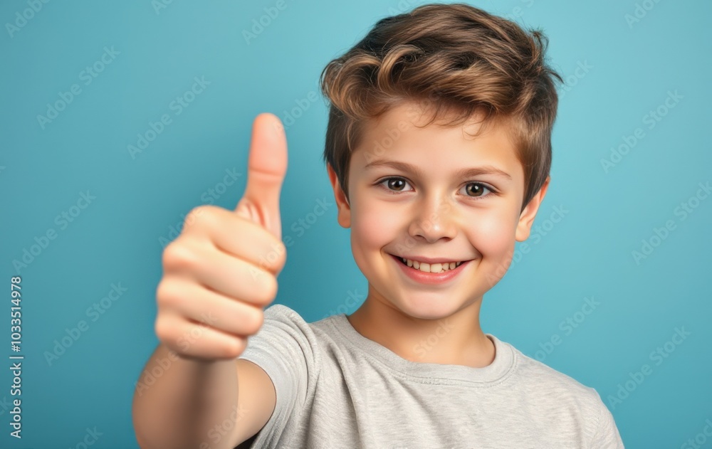 Happy child showing approval with thumbs up Happy child showing approval with thumbs up