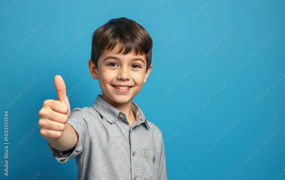 Cheerful child with enthusiastic thumbs up Cheerful child with enthusiastic thumbs up
