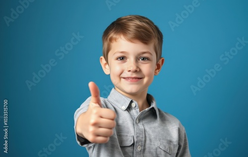 Smiling boy making a thumbs-up sign