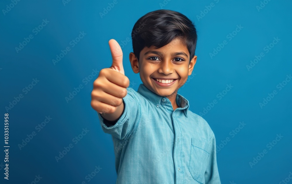 Cheerful child with enthusiastic thumbs up Cheerful child with enthusiastic thumbs up