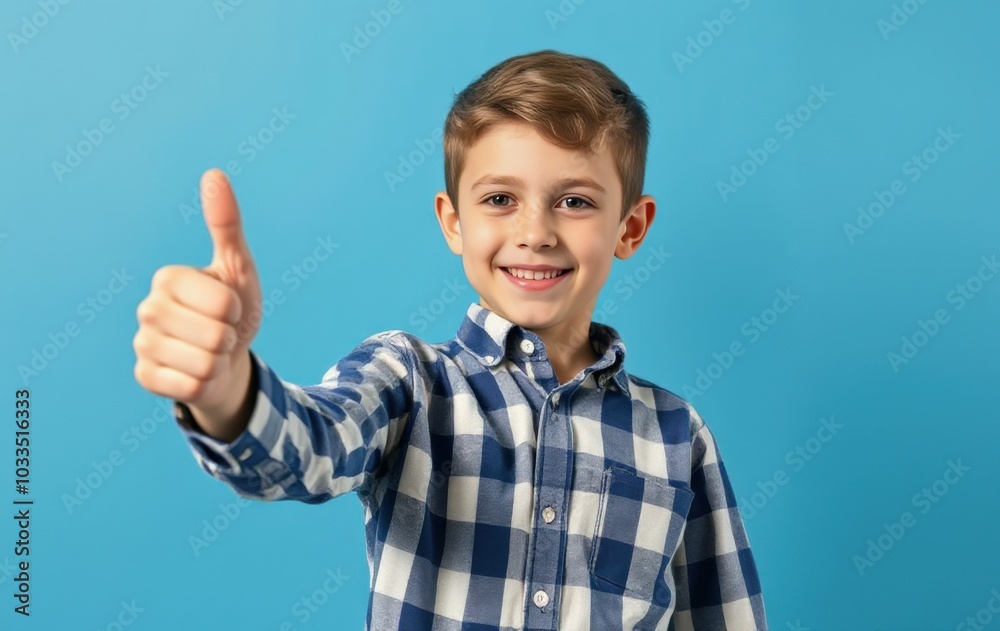 Happy child giving thumbs up