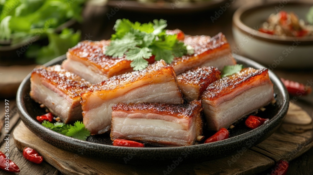 Crispy Pork Belly with Fresh Herbs and Spices Crispy Pork Belly with Fresh Herbs and Spices