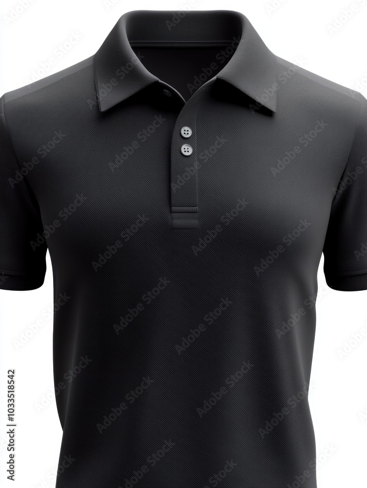 Sporty Black Polo Shirt with White Stripes Sporty Black Polo Shirt with White Stripes