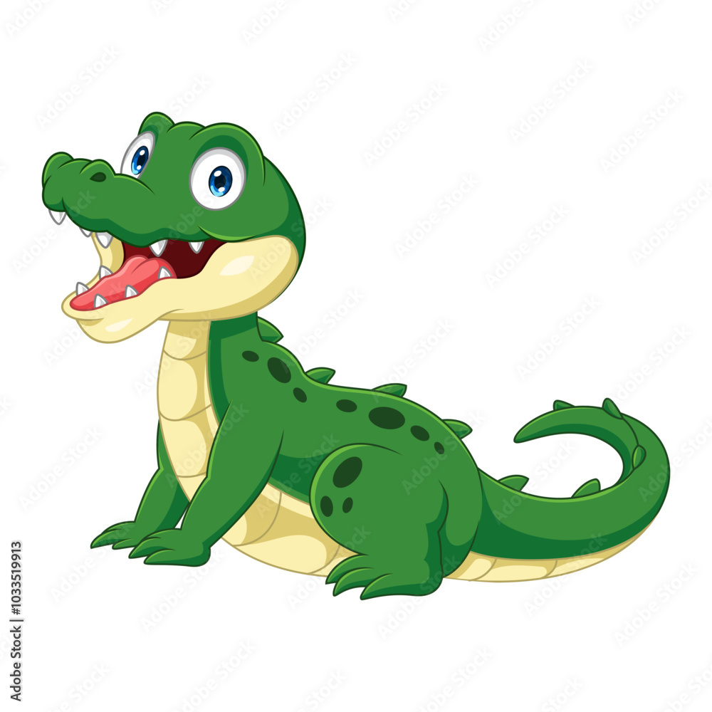Fototapeta premium Cartoon crocodile isolated on white background
