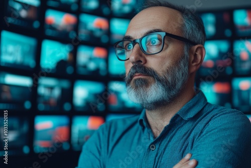 A programmer works on code with dual monitors, focusing on software development.