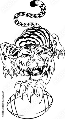 A tiger American football sports team cartoon animal mascot