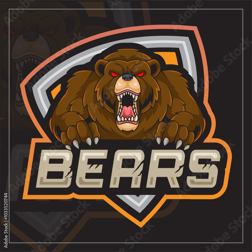 Grizzly bear mascot esport logo design