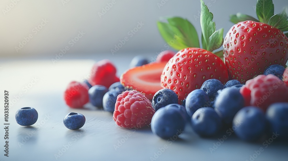 Vibrant Arrangement of Fresh Berries on a Table Vibrant Arrangement of Fresh Berries on a Table