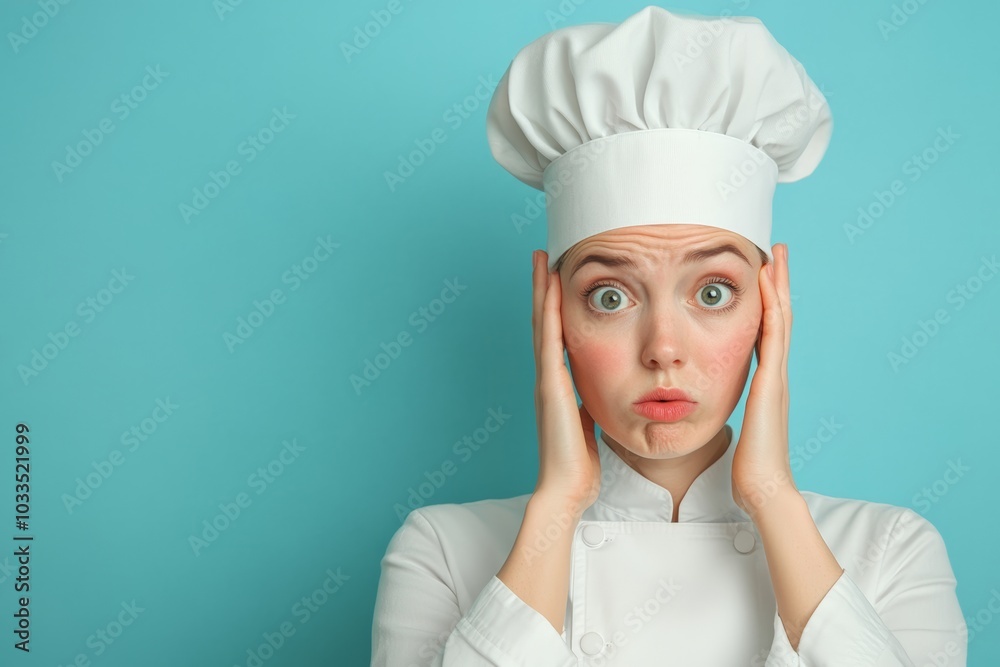 A young female chef dressed in a white uniform and chefs hat, standing confidently in a kitchen setting, ready for culinary work. A young female chef dressed in a white uniform and chefs hat, standing confidently in a kitchen setting, ready for culinary work.