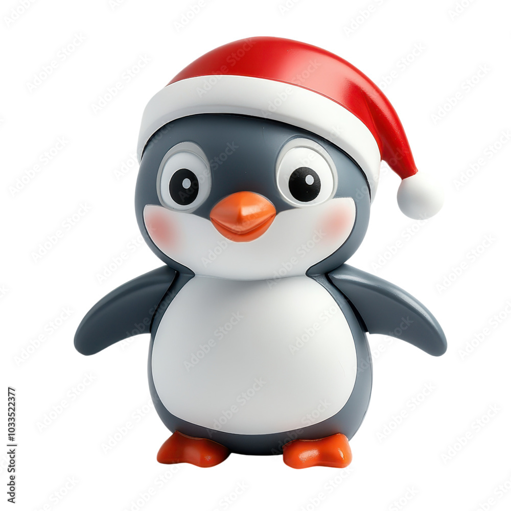 wind-up toy penguin wearing a Santa hat, Christmas cheer wind-up toy penguin wearing a Santa hat, Christmas cheer