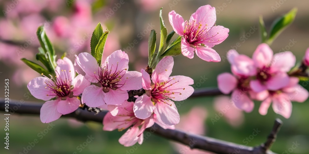 Obraz premium Pink blossoms on spring fruit trees.