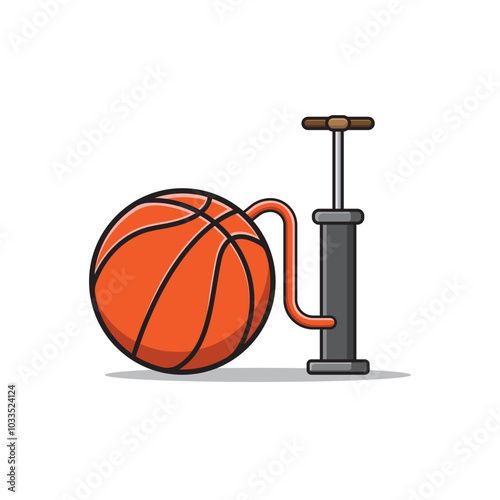 vector illustration of air pump and basketball