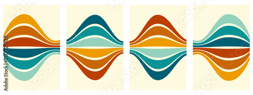 retro vintage 70s style stripes background poster lines. shapes vector design graphics retro background 1970s. Abstract stylish 70s era line frame illustration