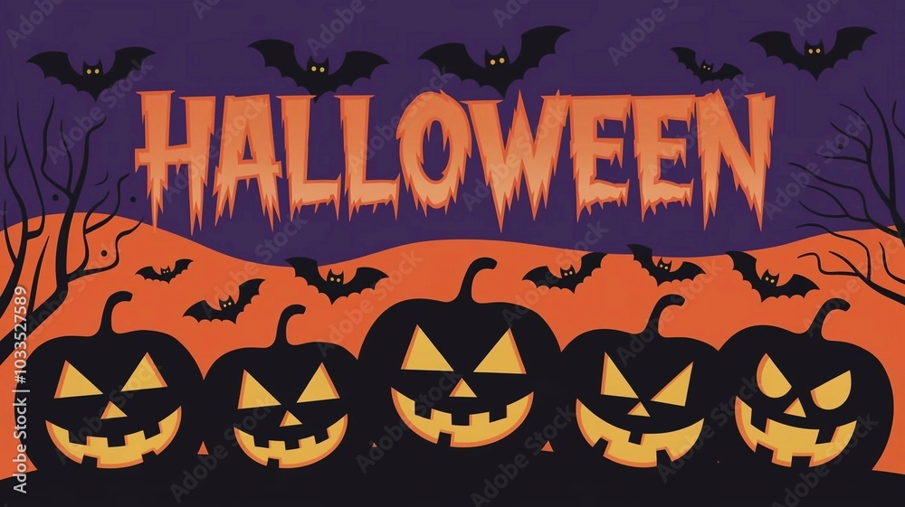 The inscription Halloween on an orange background The inscription Halloween on an orange background