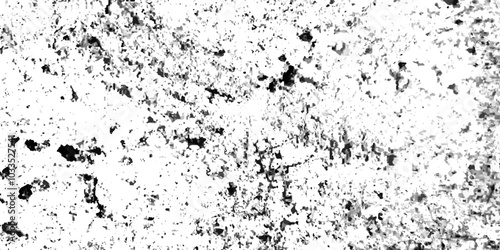 Distressed rough Splat isolated distress background Grunge wall and black and white Dark noise granules Black grainy texture isolated on white background.