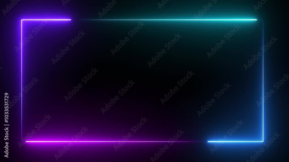 Abstract neon frame with a blue and purple glow on a black background. Abstract neon frame with a blue and purple glow on a black background.