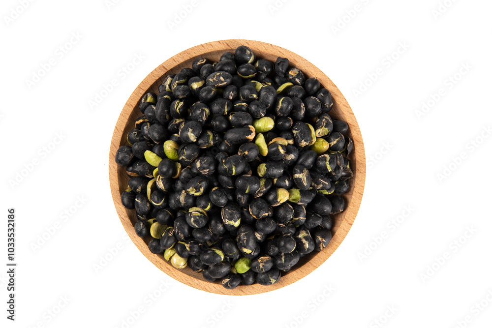 Black Soybean roasted shell cracked isolated on white background. Black Soybean roasted shell cracked isolated on white background.