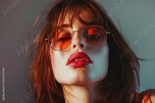 fashion model in sunglasses, beautiful young woman.