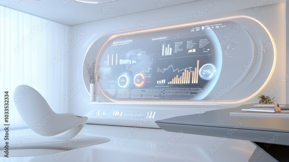 Obraz premium Futuristic Office Space with Interactive Display
