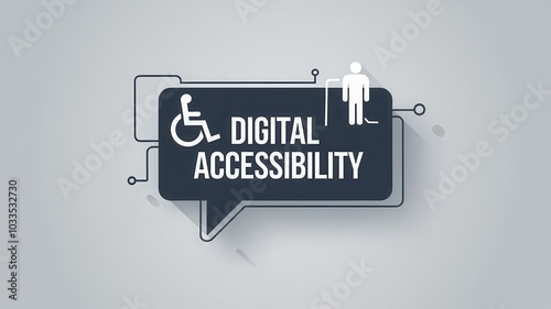 Concept of digital accessibility and inclusion featuring icons representing disability  assistive technologies