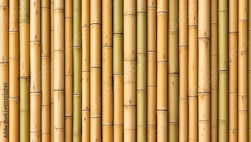 Bamboo texture, natural rustic style, yellow and green tones, for backgrounds and design projects.