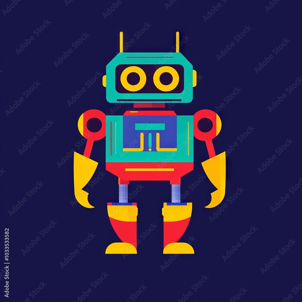 Colorful robot design. A cheerful robot design with vibrant colors, representing innovation and automation. Colorful robot design. A cheerful robot design with vibrant colors, representing innovation and automation.