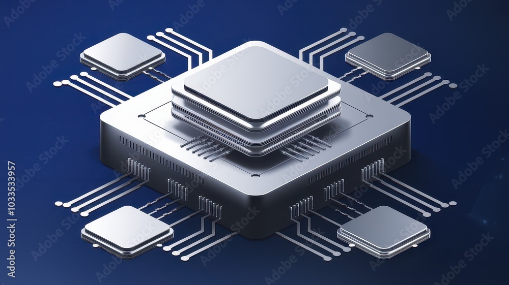 Cutting Edge Computer Chip and Circuit Board on Futuristic Blue Background High Tech Semiconductor and Integrated Circuit Components Representing Innovation Digital Technology and Data Processing Cutting Edge Computer Chip and Circuit Board on Futuristic Blue Background High Tech Semiconductor and Integrated Circuit Components Representing Innovation Digital Technology and Data Processing