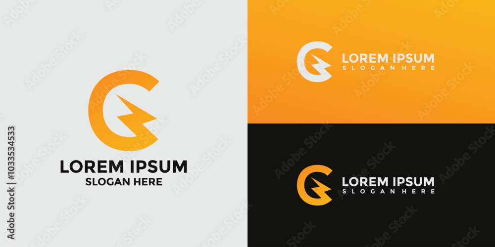 letter G logo combination with electricity letter G logo combination with electricity
