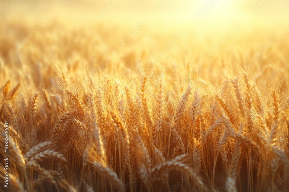 Golden Wheat Field at Sunset Close Up Golden Wheat Field at Sunset Close Up