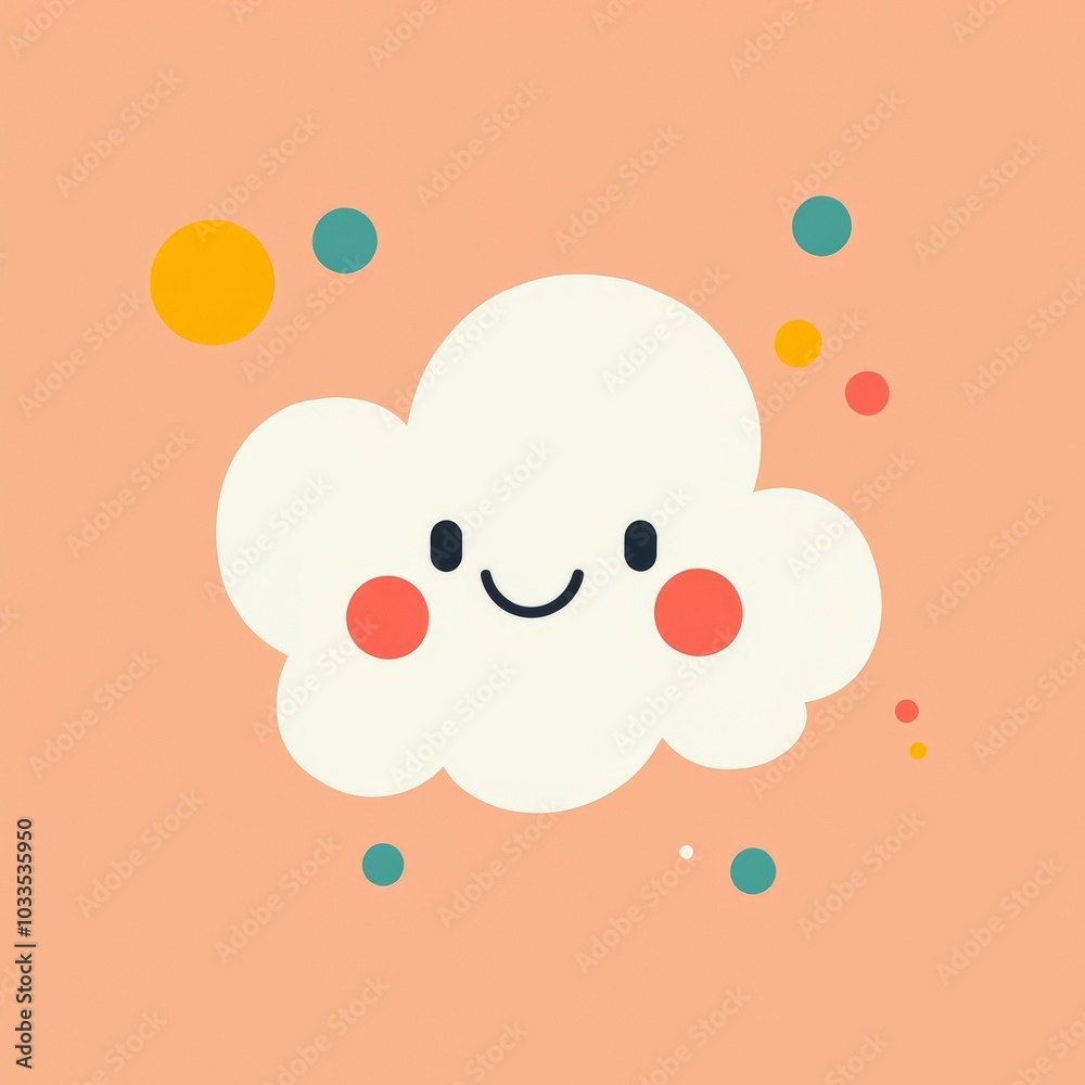 Happy cloud illustration. Cute cartoon cloud with a smiling face and rosy cheeks. Perfect for kids, baby, and children's projects. Happy cloud illustration. Cute cartoon cloud with a smiling face and rosy cheeks. Perfect for kids, baby, and children's projects.