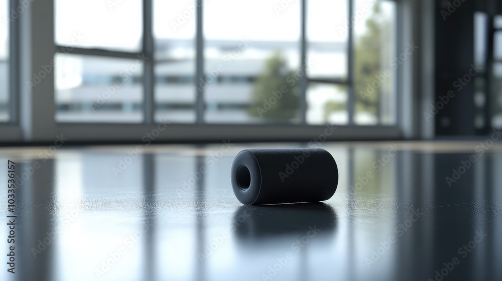 Focused View of a Minimalist Black Object on Floor Focused View of a Minimalist Black Object on Floor