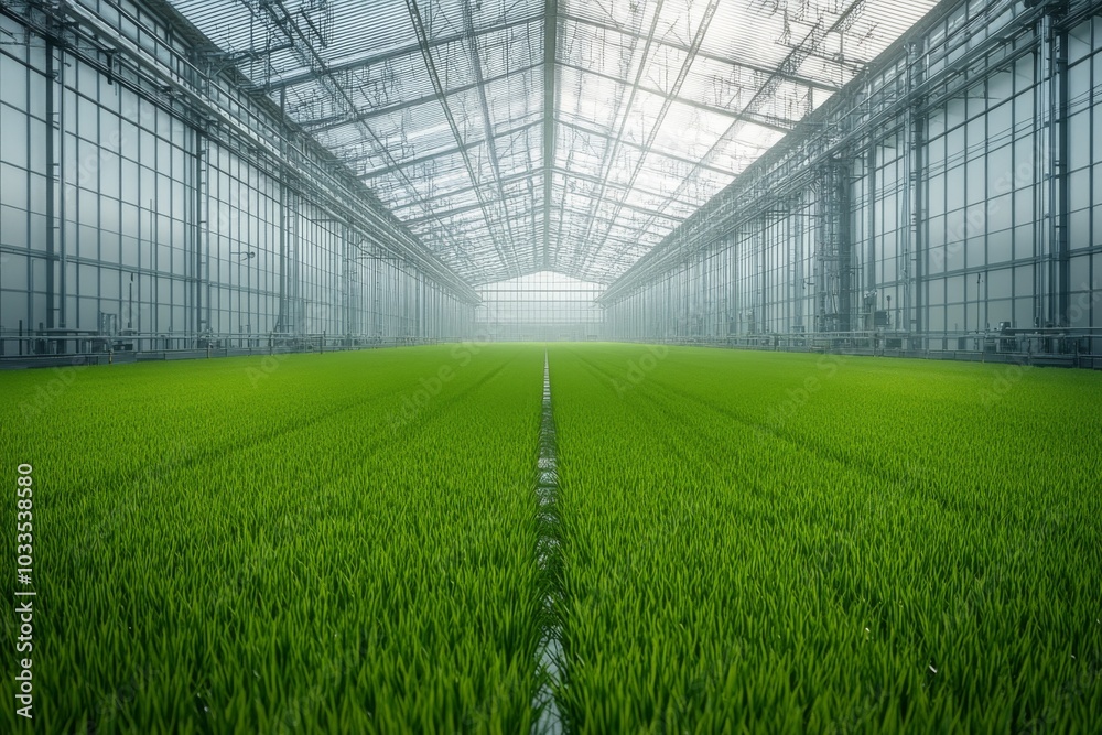 Greenhouses with Green Plants Large Scale Agriculture Greenhouses with Green Plants Large Scale Agriculture