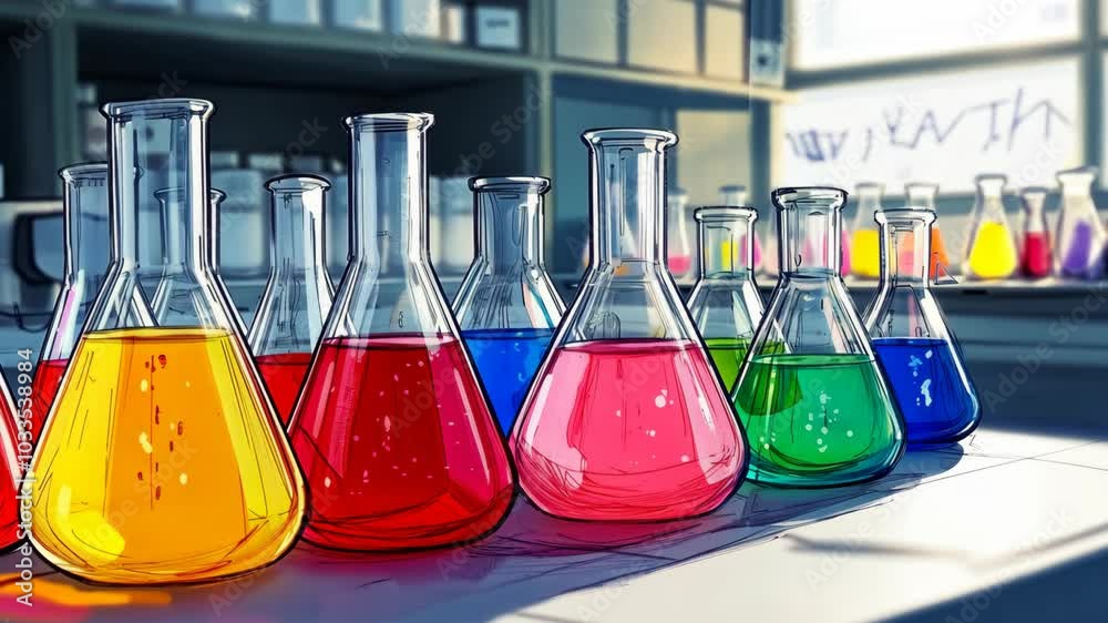 yellow, red, pink, green, and blue