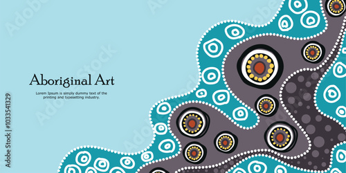 An artistic poster made in vector style, celebrating Aboriginal dot art