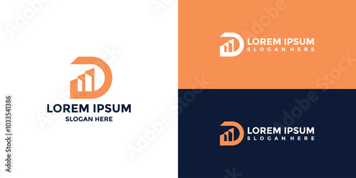 letter D logo with building combination