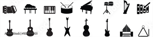 Set of vector music icons isolated vector illustration.