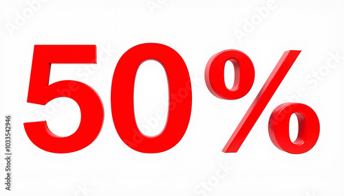 Bold Red 50% Text on Clean White Background for Dramatic Sale Announcements