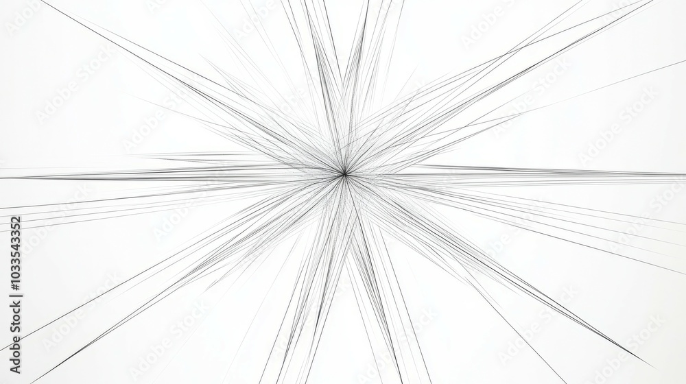 Obraz premium Abstract starburst lines. Abstract radial pattern of black lines on a white background, symbolizing energy, movement, and growth.