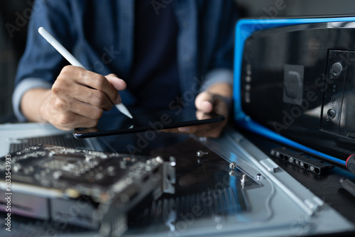 IT Engineer installing Hardware Equipment Development Facility Engineer  Maintenance computer Motherboard Electronic repair shop technology business